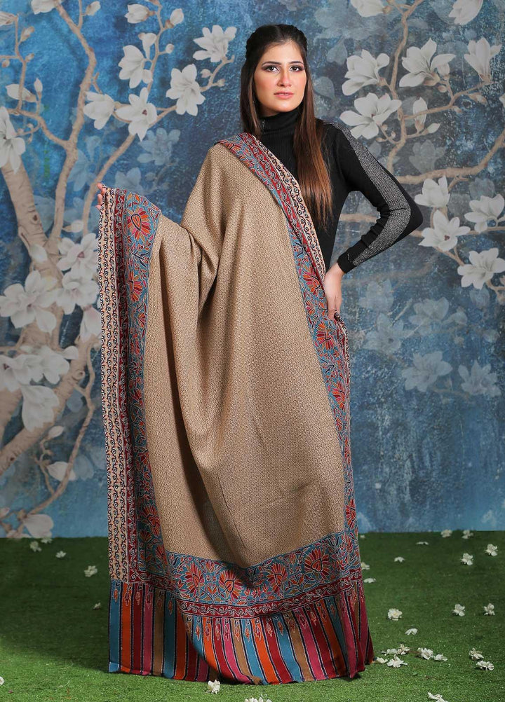 Sanaulla Exclusive Range Embroidered Pashmina  Shawl SU21PP AKP-28 Multi-3 - Pure Pashmina Shawls