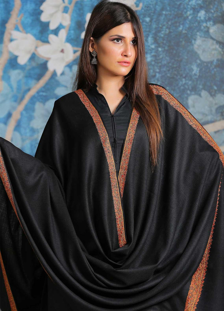 Sanaulla Exclusive Range  Pashmina  Shawl SU21PP AKP-35 Black - Pure Pashmina Shawls