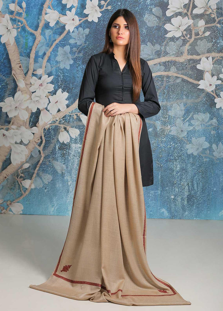 Sanaulla Exclusive Range  Pashmina  Shawl SU21PP AKP-36 Brown-1 - Pure Pashmina Shawls