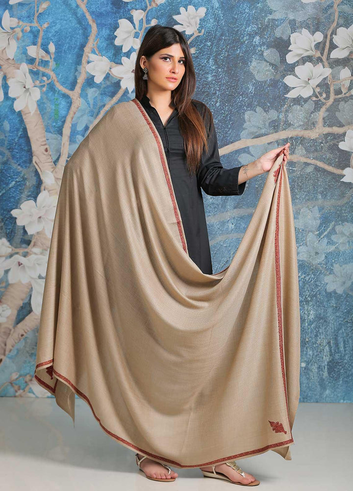 Sanaulla Exclusive Range  Pashmina  Shawl SU21PP AKP-36 Brown-1 - Pure Pashmina Shawls