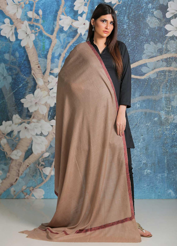 Sanaulla Exclusive Range  Pashmina  Shawl SU21PP AKP-44 Brown-1 - Pure Pashmina Shawls