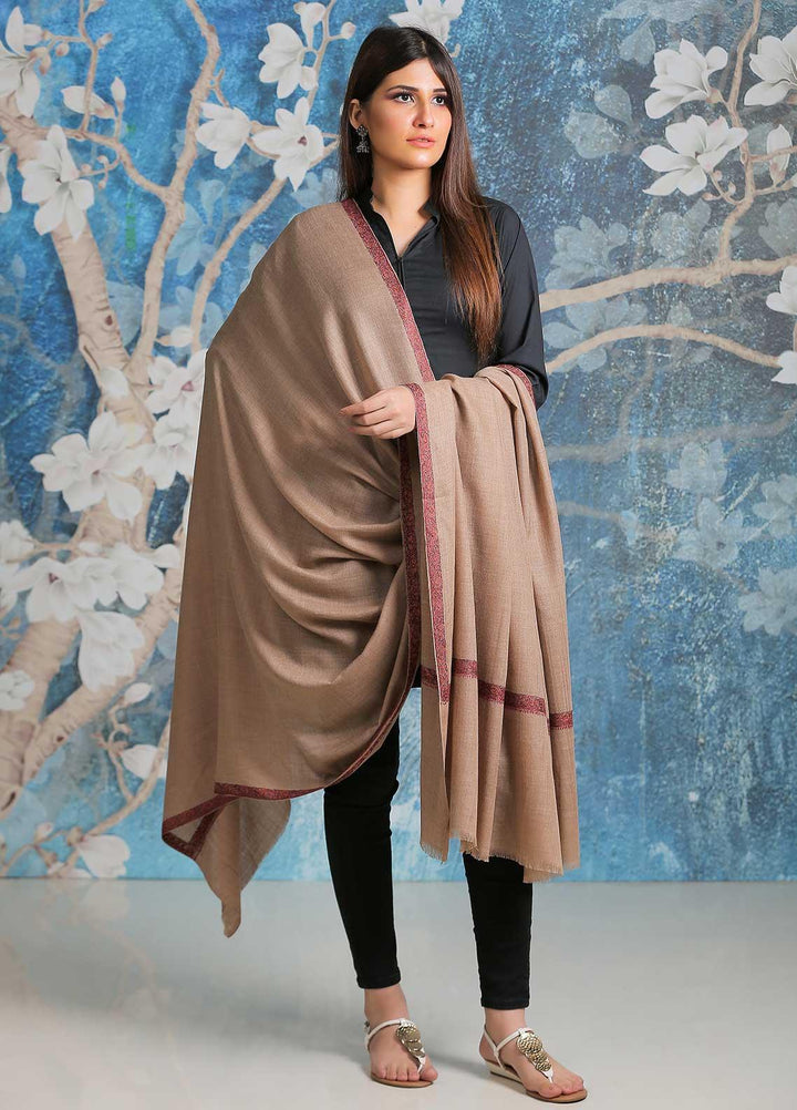 Sanaulla Exclusive Range  Pashmina  Shawl SU21PP AKP-44 Brown-1 - Pure Pashmina Shawls