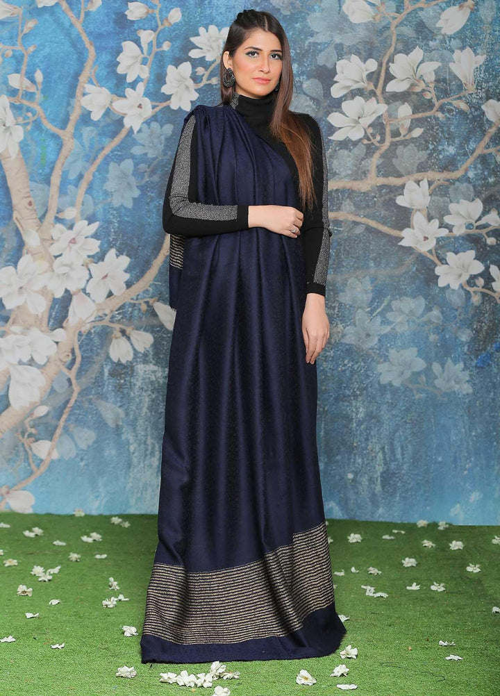 Sanaulla Exclusive Range  Pashmina  Shawl SU21PP AKP-47 Blue-1 - Pure Pashmina Shawls