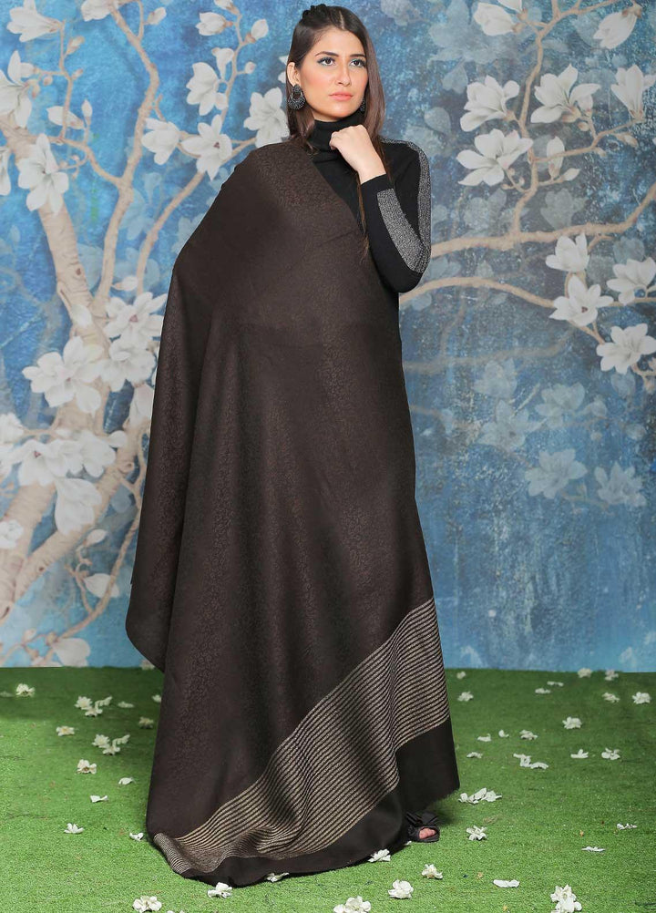 Sanaulla Exclusive Range  Pashmina  Shawl SU21PP AKP-47 D Brown - Pure Pashmina Shawls