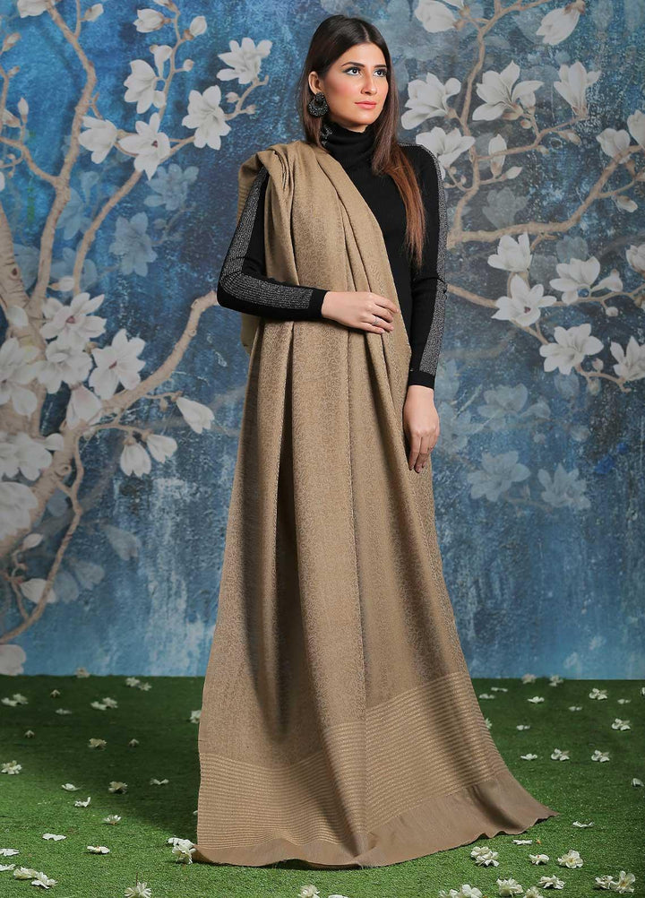 Sanaulla Exclusive Range  Pashmina  Shawl SU21PP AKP-47 Fawn-1 - Pure Pashmina Shawls