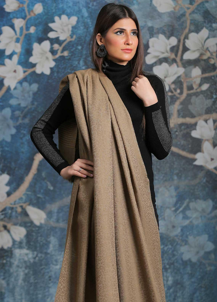 Sanaulla Exclusive Range  Pashmina  Shawl SU21PP AKP-47 Fawn-1 - Pure Pashmina Shawls