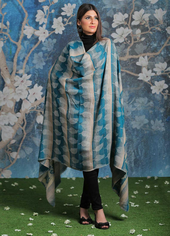 Sanaulla Exclusive Range  Pashmina  Shawl SU21PP AKP-47 Ferozi-1 - Pure Pashmina Shawls