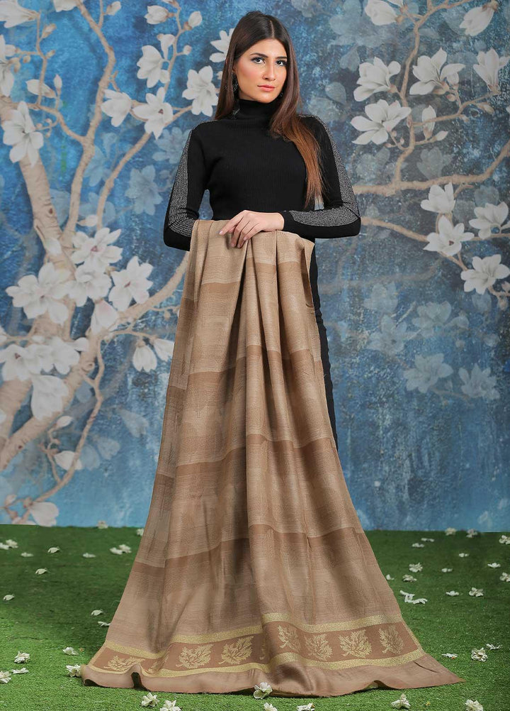 Sanaulla Exclusive Range  Pashmina  Shawl SU21PP AKP-47 Golden-1 - Pure Pashmina Shawls