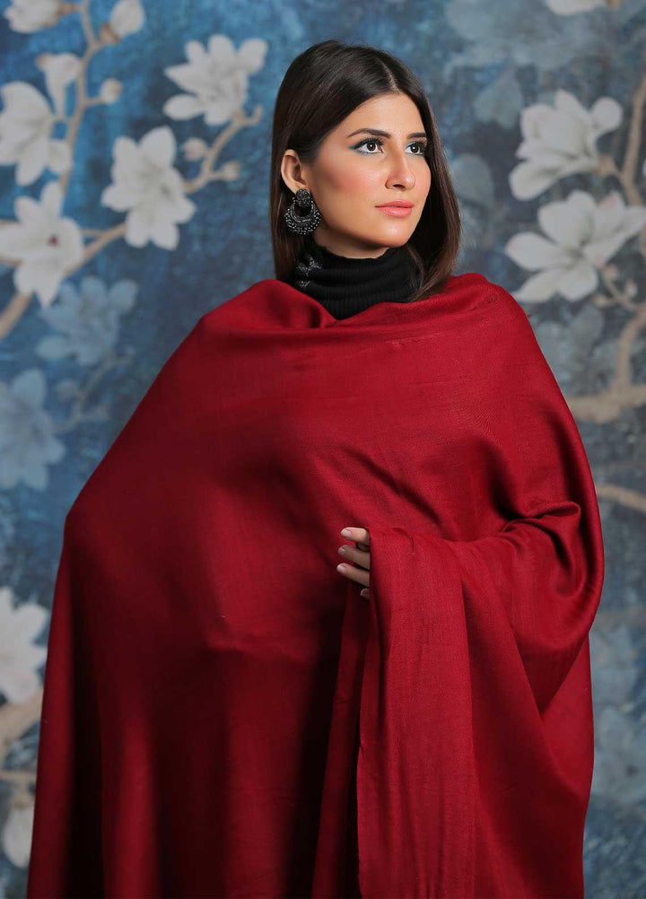 Sanaulla Exclusive Range  Pashmina  Shawl SU21PP AKP-47 Red - Pure Pashmina Shawls