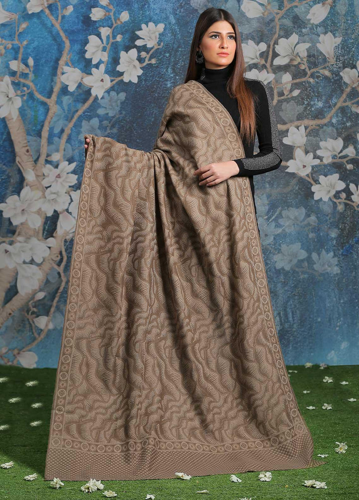 Sanaulla Exclusive Range  Pashmina  Shawl SU21PP AKP-50 D Brown-10 - Pure Pashmina Shawls