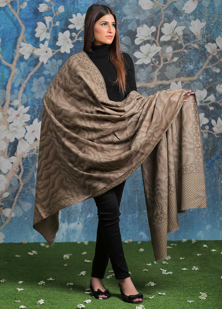 Sanaulla Exclusive Range  Pashmina  Shawl SU21PP AKP-50 D Brown-10 - Pure Pashmina Shawls