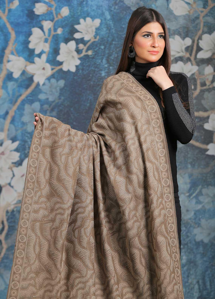 Sanaulla Exclusive Range  Pashmina  Shawl SU21PP AKP-50 D Brown-10 - Pure Pashmina Shawls