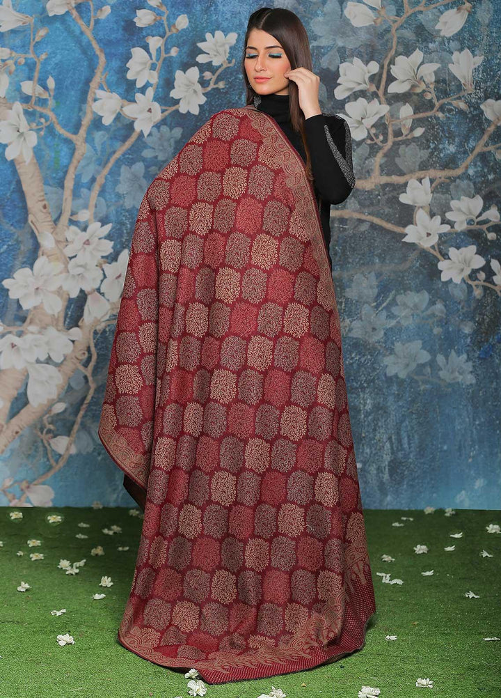 Sanaulla Exclusive Range Embroidered Pashmina  Shawl AKP-50 Maroon-1 - Pashmina Shawls