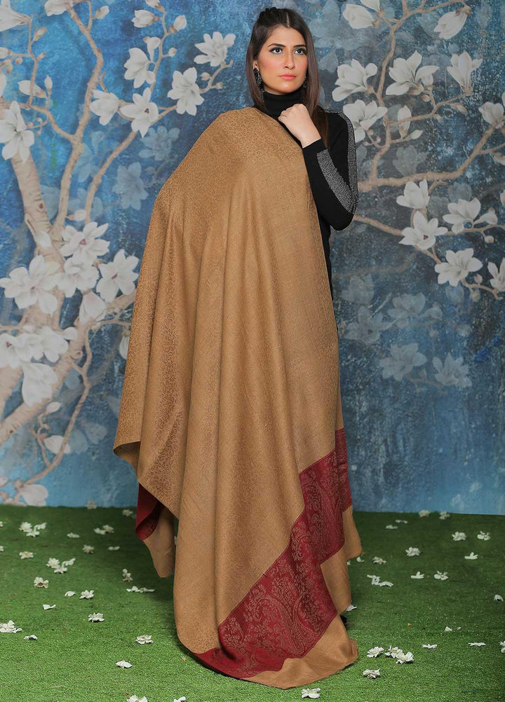 Sanaulla Exclusive Range  Pashmina  Shawl SU21PP AKP-51 Brown-2 - Pure Pashmina Shawls