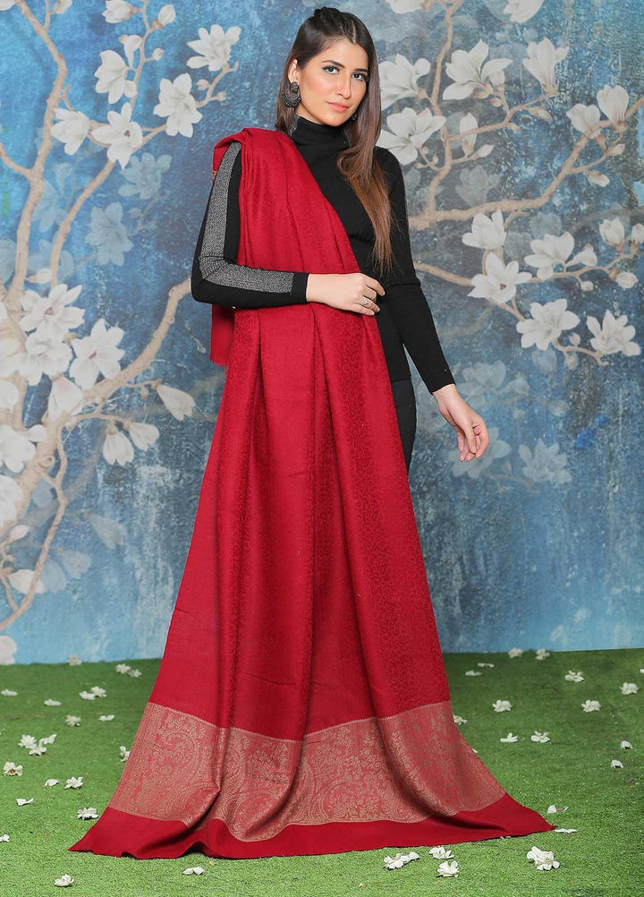 Sanaulla Exclusive Range  Pashmina  Shawl SU21PP AKP-51 Maroon-3 - Pure Pashmina Shawls