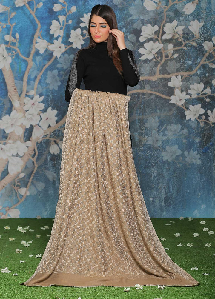 Sanaulla Exclusive Range  Pashmina  Shawl SU21PP AKP-52 Brown-4 - Pure Pashmina Shawls