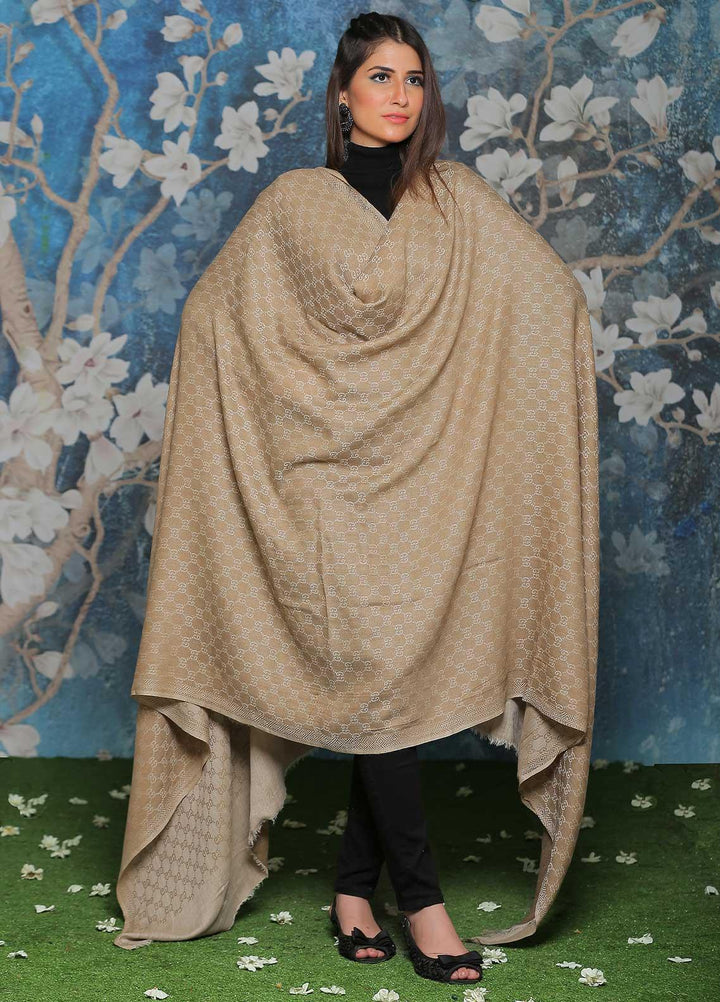 Sanaulla Exclusive Range  Pashmina  Shawl SU21PP AKP-52 Brown-4 - Pure Pashmina Shawls