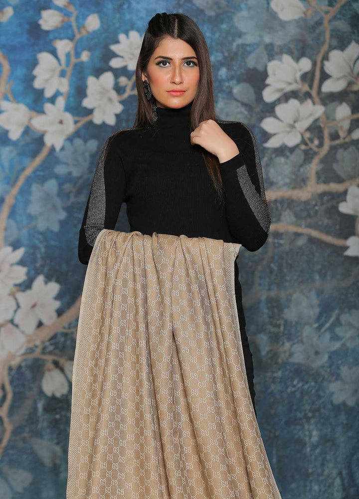 Sanaulla Exclusive Range  Pashmina  Shawl SU21PP AKP-52 Brown-4 - Pure Pashmina Shawls