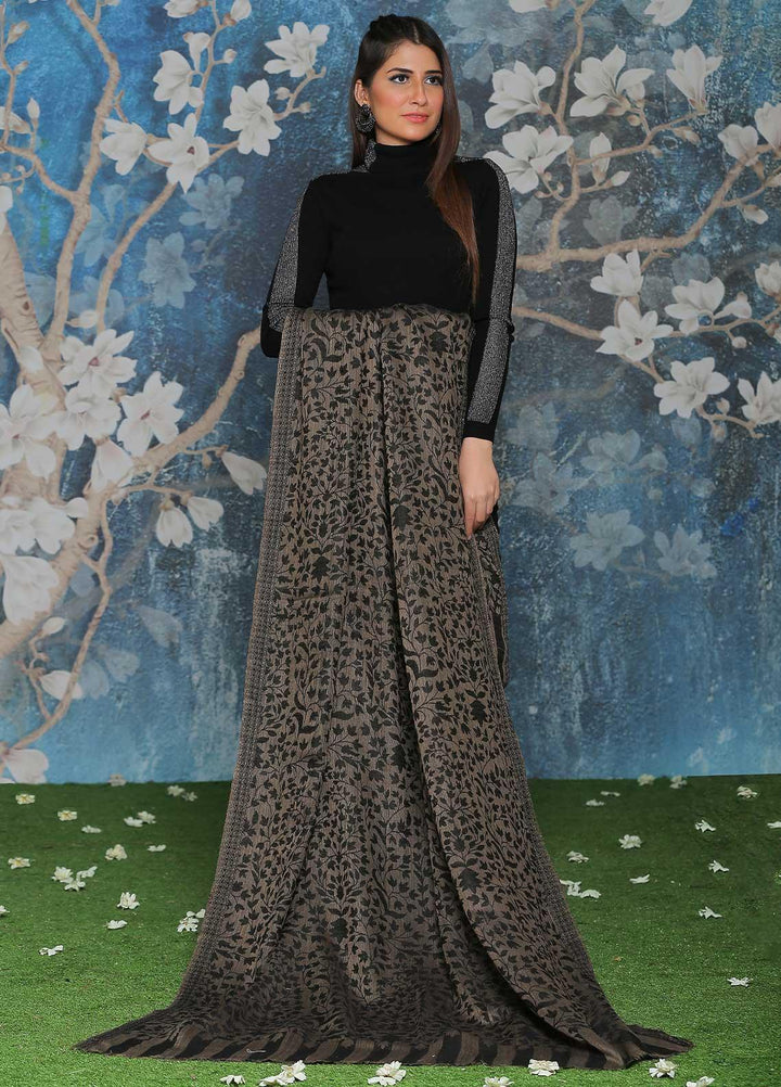 Sanaulla Exclusive Range Embroidered Pashmina  Shawl AKP-52 D Grey-2 - Pashmina Shawls