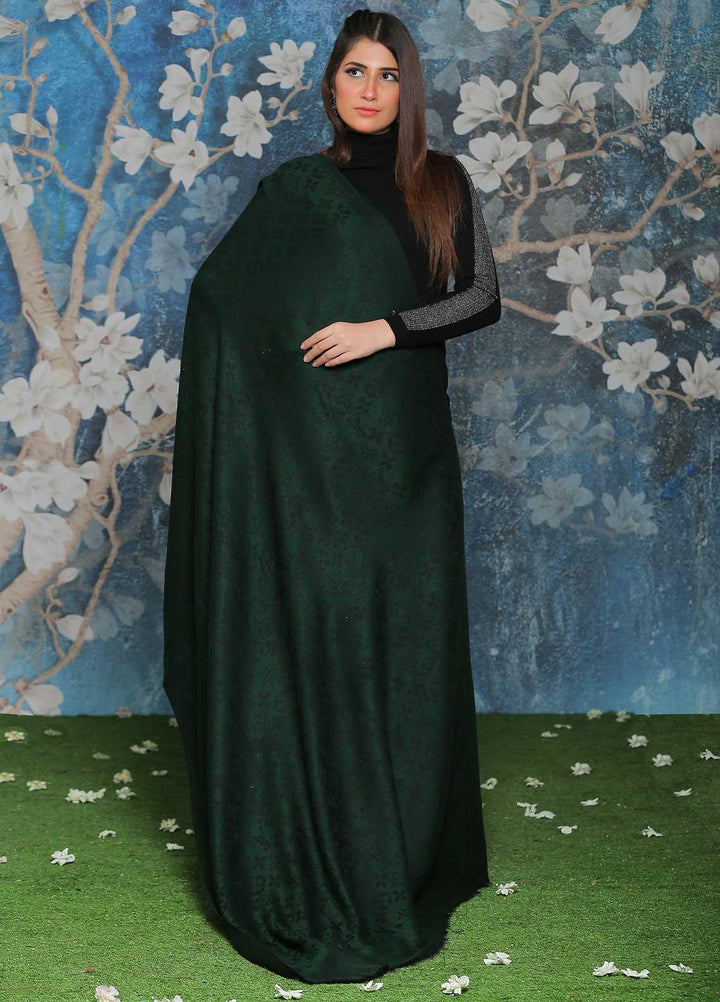 Sanaulla Exclusive Range Embroidered Pashmina  Shawl AKP-52 Green - Pashmina Shawls