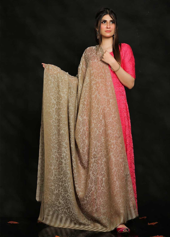 Sanaulla Exclusive Range Embroidered Pashmina  Shawl AKP-52 Grey-3 - Pashmina Shawls