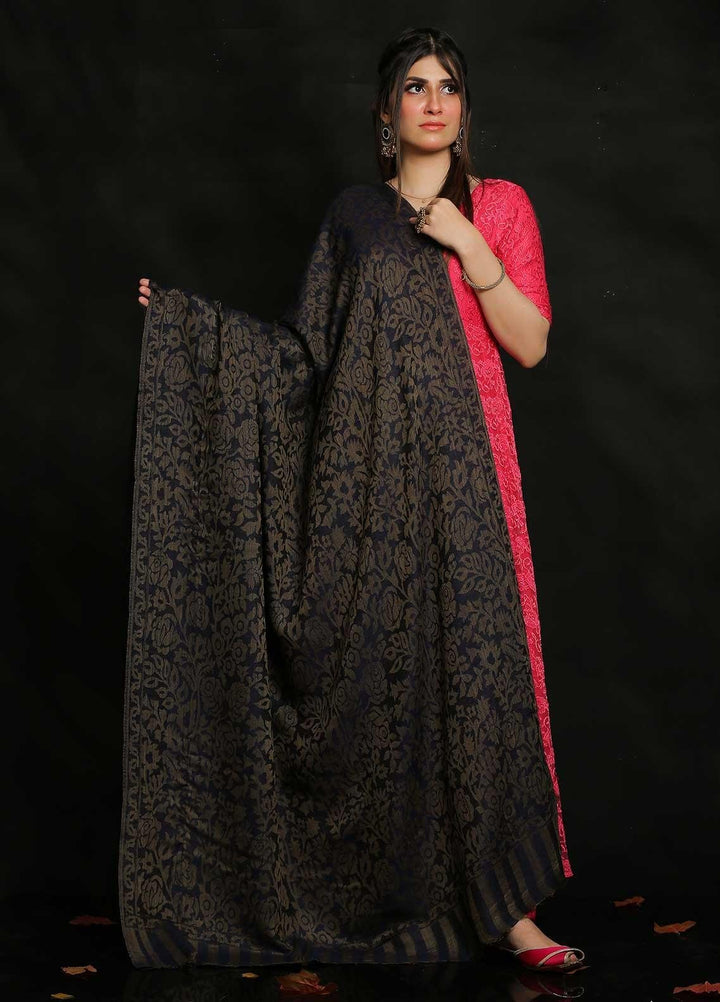 Sanaulla Exclusive Range Embroidered Pashmina  Shawl AKP-52 N Blue - Pashmina Shawls