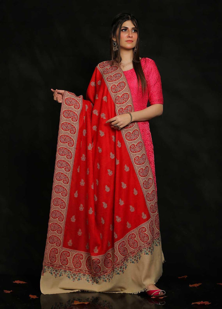 Sanaulla Exclusive Range Embroidered Pashmina  Shawl D-10 - Pashmina Shawls