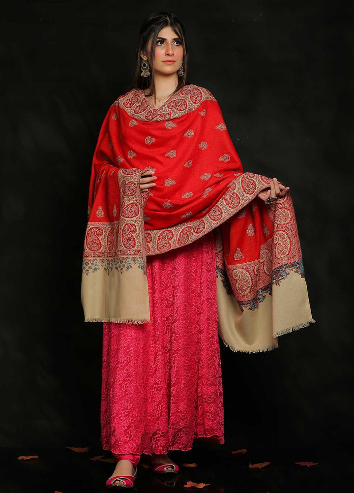 Sanaulla Exclusive Range Embroidered Pashmina  Shawl D-10 - Pashmina Shawls