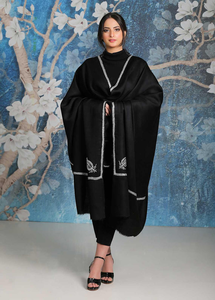 Sanaulla Exclusive Range  Pashmina  Shawl SU21PP MIR-06 Black 3 - Pure Pashmina Shawls