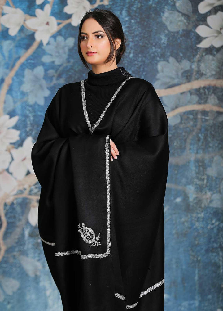 Sanaulla Exclusive Range  Pashmina  Shawl SU21PP MIR-06 Black 3 - Pure Pashmina Shawls