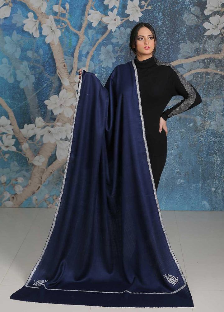 Sanaulla Exclusive Range  Pashmina  Shawl SU21PP MIR-06 Blue - Pure Pashmina Shawls