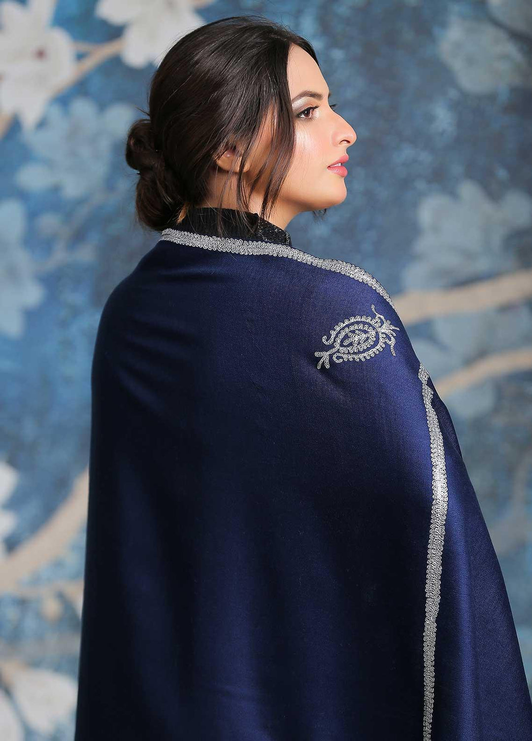 Sanaulla Exclusive Range  Pashmina  Shawl SU21PP MIR-06 Blue - Pure Pashmina Shawls