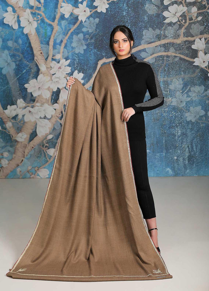 Sanaulla Exclusive Range  Pashmina  Shawl SU21PP MIR-06 D Brown 3 - Pure Pashmina Shawls