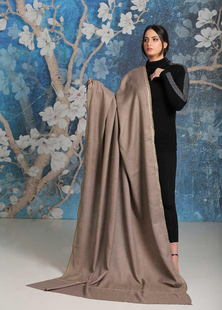 Sanaulla Exclusive Range  Pashmina  Shawl SU21PP MIR-06 D Brown 5 - Pure Pashmina Shawls