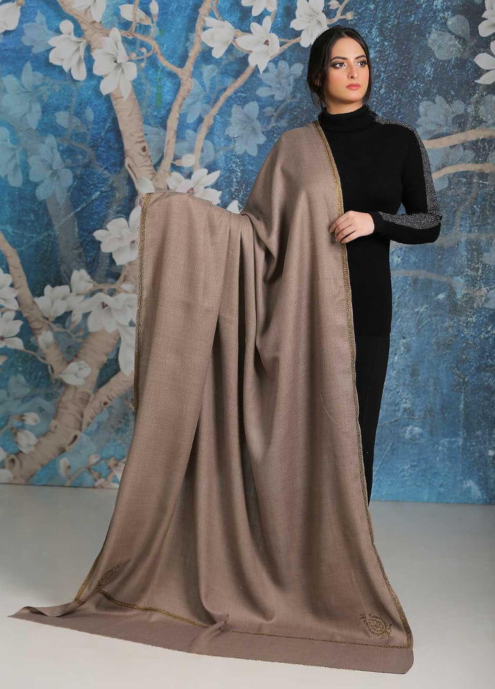 Sanaulla Exclusive Range  Pashmina  Shawl SU21PP MIR-06 D Brown 6 - Pure Pashmina Shawls