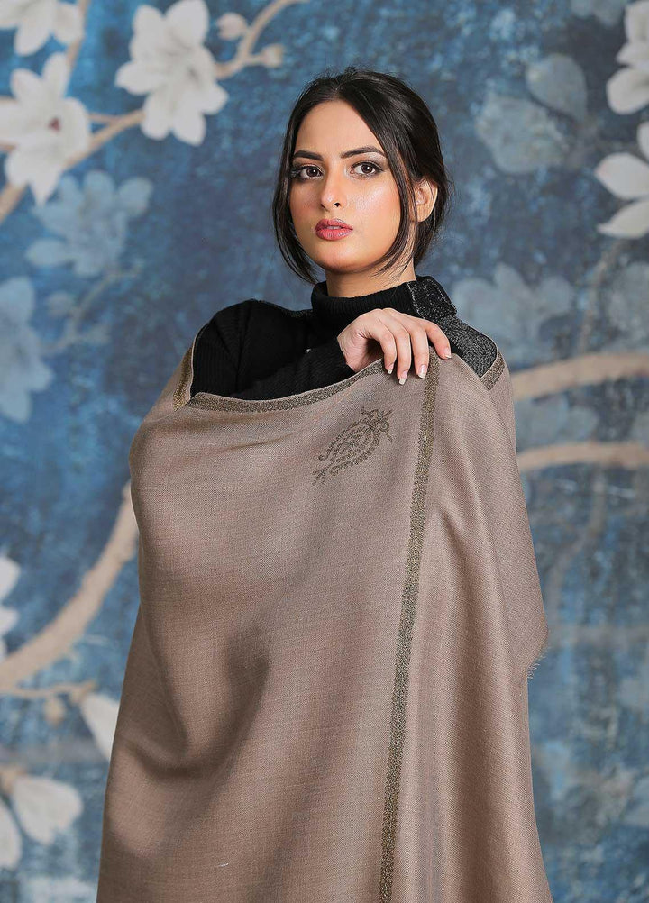 Sanaulla Exclusive Range  Pashmina  Shawl SU21PP MIR-06 D Brown 6 - Pure Pashmina Shawls