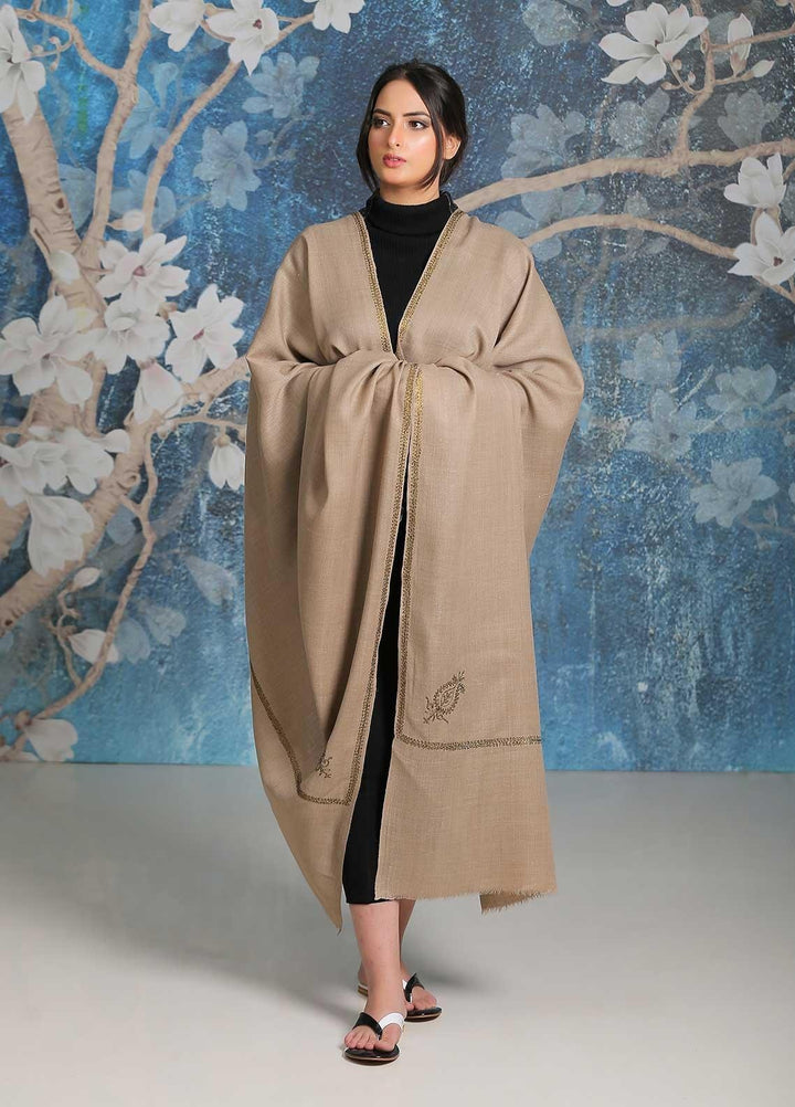 Sanaulla Exclusive Range  Pashmina  Shawl SU21PP MIR-06 D Brown 8 - Pure Pashmina Shawls