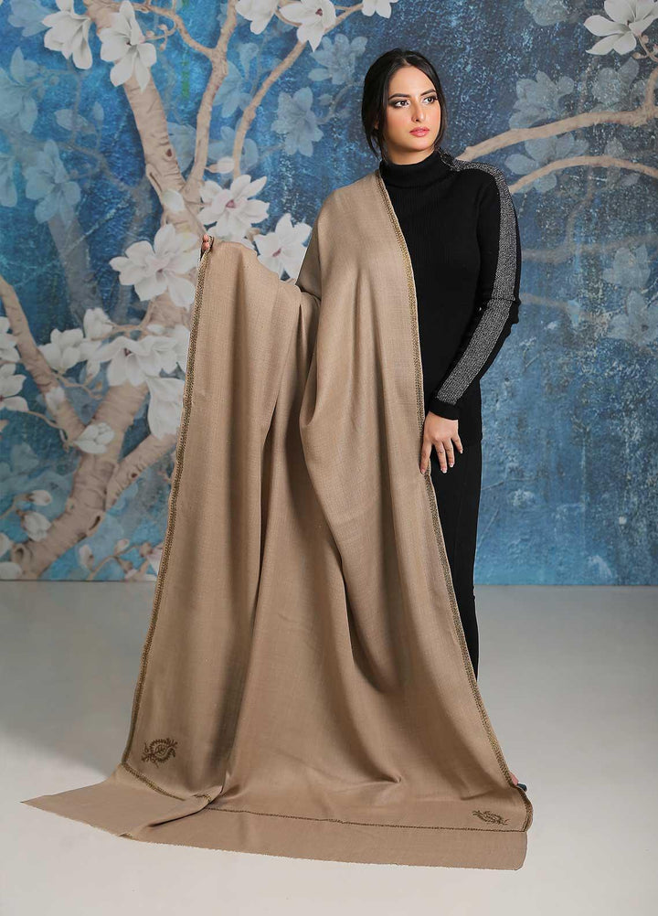 Sanaulla Exclusive Range  Pashmina  Shawl SU21PP MIR-06 D Brown 8 - Pure Pashmina Shawls