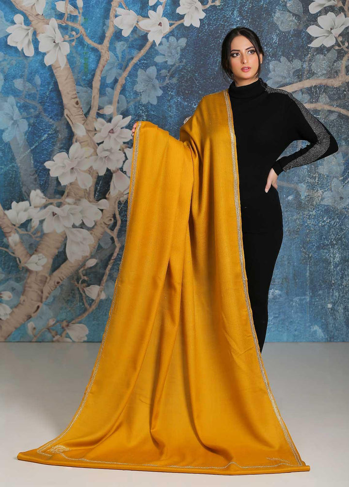 Sanaulla Exclusive Range  Pashmina  Shawl SU21PP MIR-06 Lemon 5 - Pure Pashmina Shawls