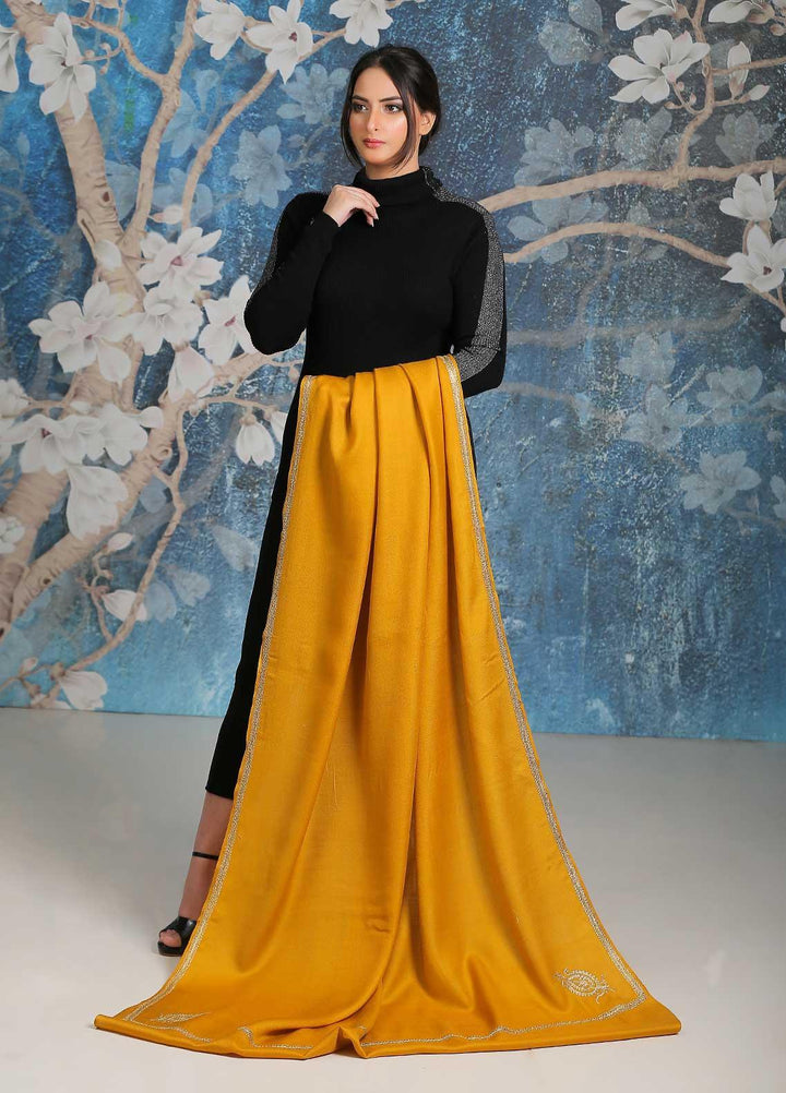 Sanaulla Exclusive Range  Pashmina  Shawl SU21PP MIR-06 Lemon 5 - Pure Pashmina Shawls