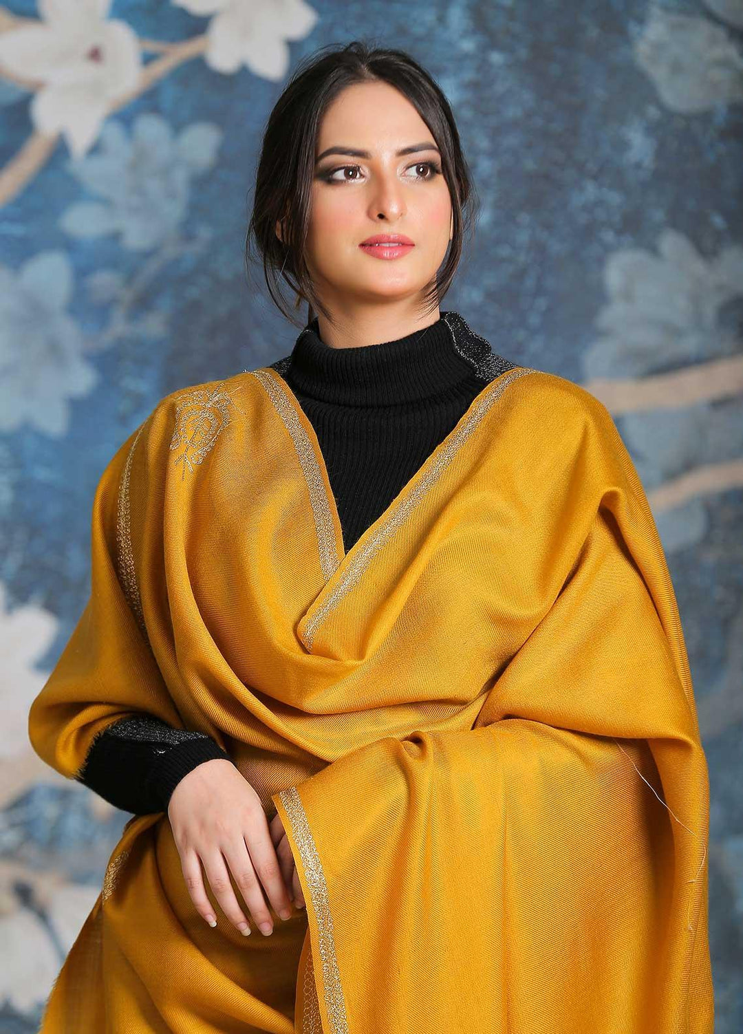 Sanaulla Exclusive Range  Pashmina  Shawl SU21PP MIR-06 Lemon 5 - Pure Pashmina Shawls