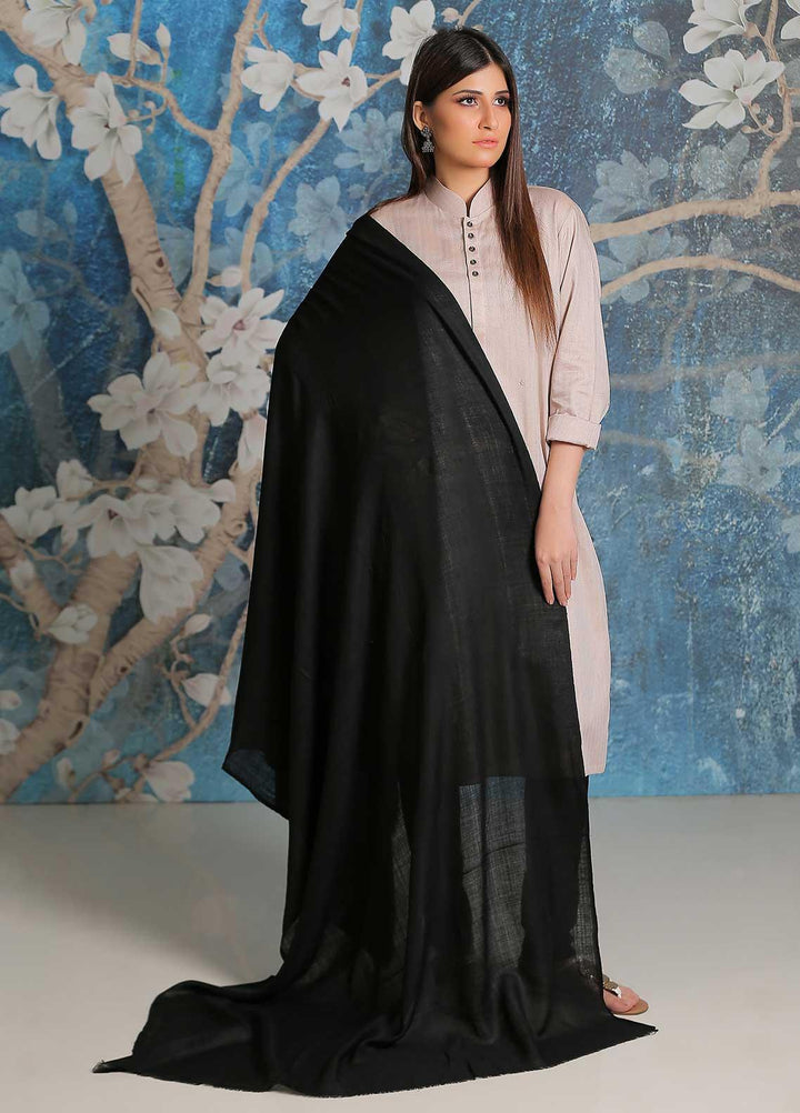 Sanaulla Exclusive Range  Pashmina  Shawl SU21PP MIR-14 Black - Pure Pashmina Shawls