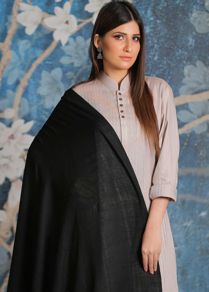 Sanaulla Exclusive Range  Pashmina  Shawl SU21PP MIR-14 Black - Pure Pashmina Shawls