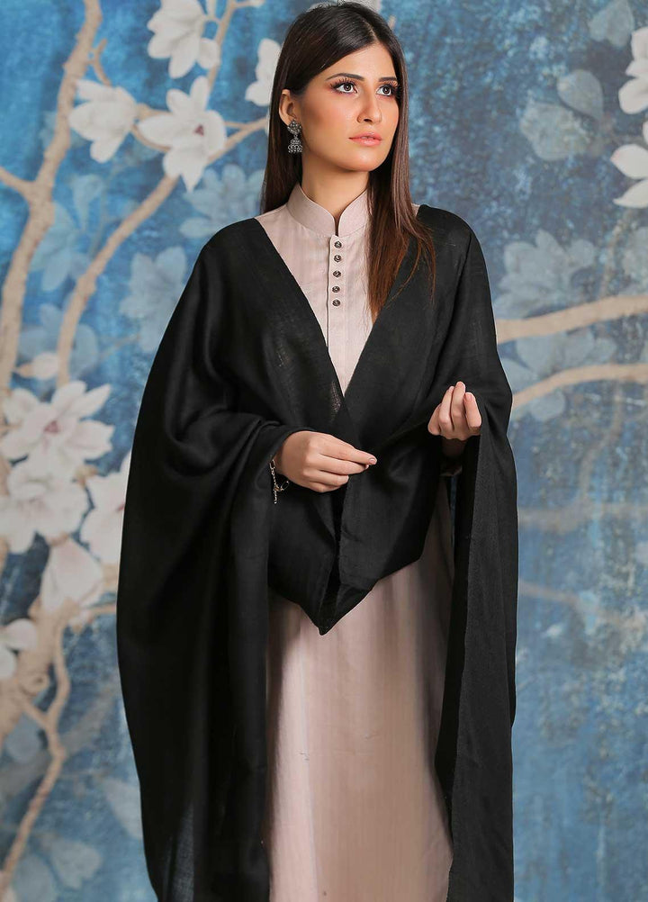 Sanaulla Exclusive Range  Pashmina  Shawl SU21PP MIR-14 Black - Pure Pashmina Shawls