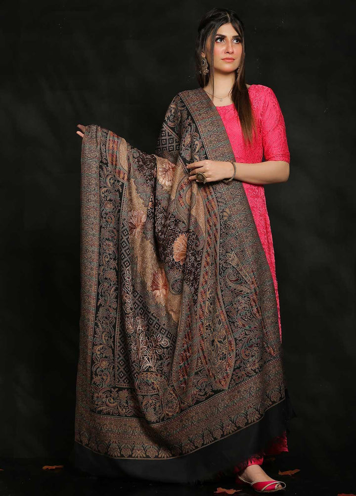 Sanaulla Exclusive Range Embroidered Pashmina  Shawl MIR-25 Blue 1 - Pashmina Shawls