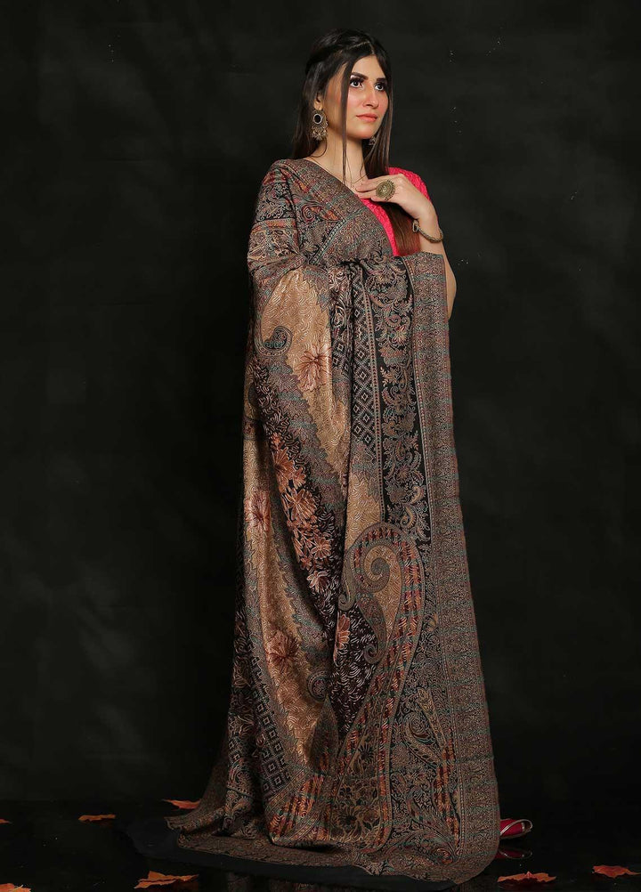 Sanaulla Exclusive Range Embroidered Pashmina  Shawl MIR-25 Blue 1 - Pashmina Shawls