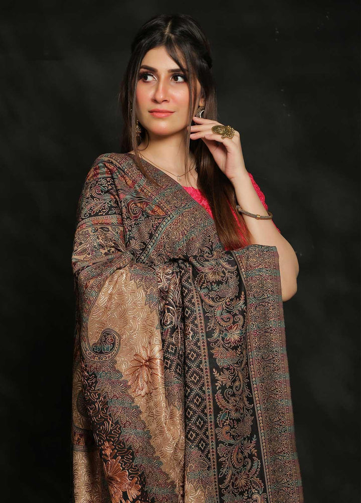 Sanaulla Exclusive Range Embroidered Pashmina  Shawl MIR-25 Blue 1 - Pashmina Shawls