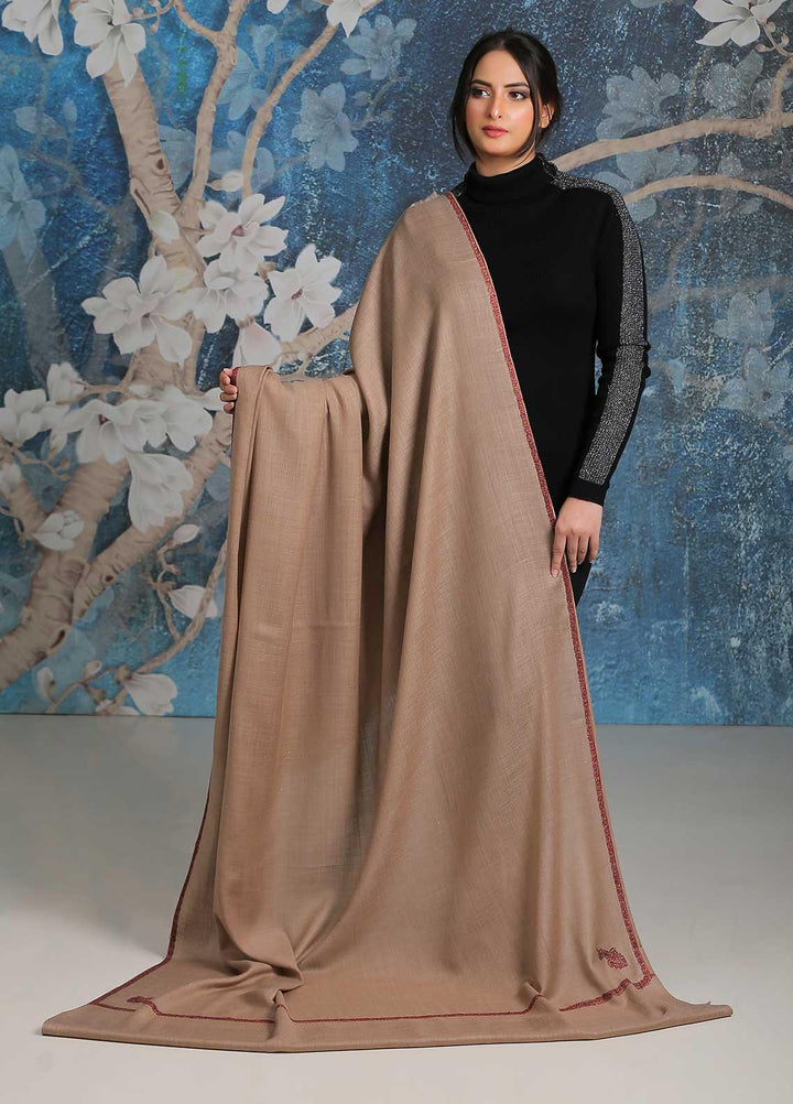 Sanaulla Exclusive Range  Pashmina  Shawl SU21PP MIR-27 Brown 1 - Pure Pashmina Shawls