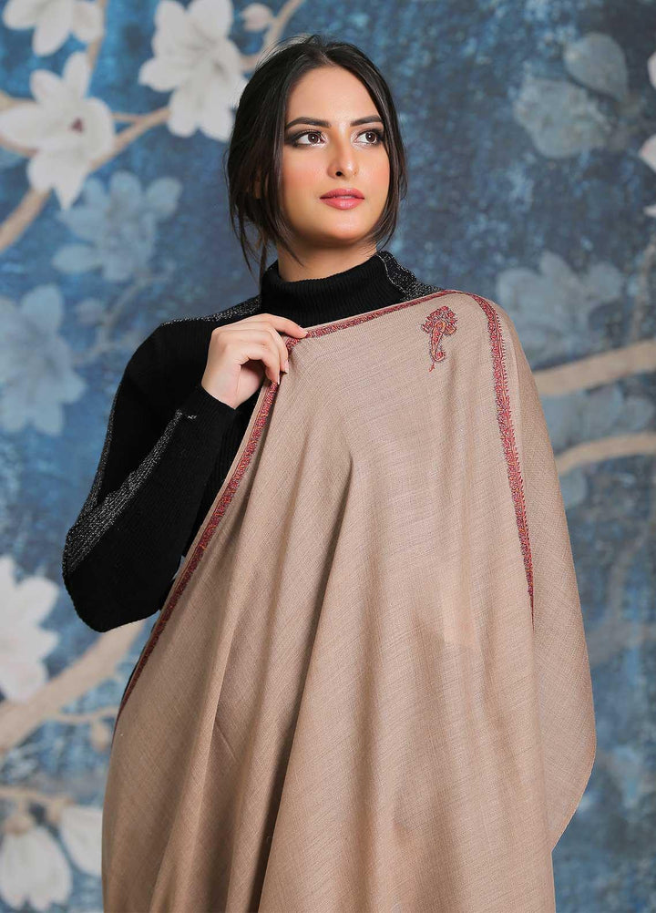 Sanaulla Exclusive Range  Pashmina  Shawl SU21PP MIR-27 Brown 1 - Pure Pashmina Shawls