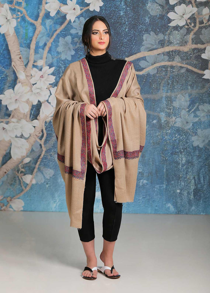 Sanaulla Exclusive Range  Pashmina  Shawl SU21PP MIR-29 Fawn 5 - Pure Pashmina Shawls